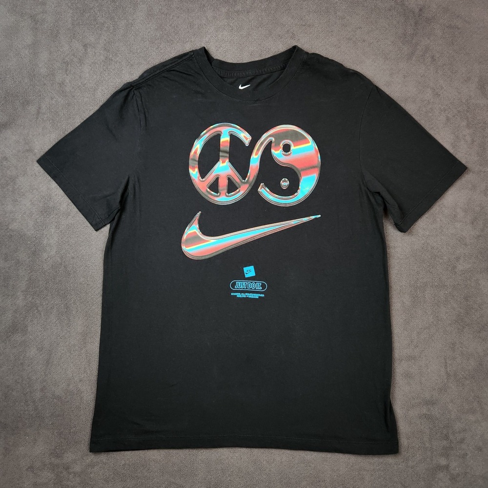 Nike Heat Wave Shirt Mens Medium‎ Black Peace Yin Yang Just Do It Graphic Tee